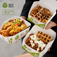 Boîte à gaufres en papier alimentaire personnalisée pour gaufres bulles, glaces et desserts à emporter avec coupelles à sauce
