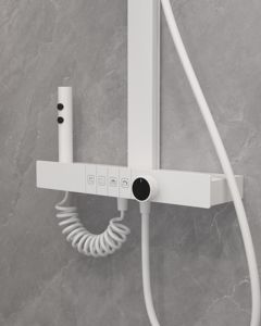 DEGONG <span class=keywords><strong>Set</strong></span> Doccia a Parete <span class=keywords><strong>in</strong></span> Alluminio con Valvola <span class=keywords><strong>in</strong></span> Ceramica, Miscelatore Termostatico ad Alto Flusso e Finitura Lucida a Tasti Pianoforte - Product Image 2