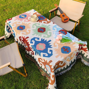 Mantel rectangular de lino estilo étnico, manta impermeable para pícnic y camping, para uso en mesa de café. - Product Image 5