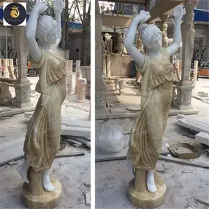 Outdoor Yellow onyx customized marble naked lady statue