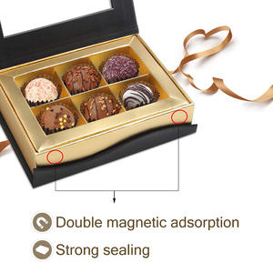 Boîte de papier cadeau de chocolat rigide noir de luxe <span class=keywords><strong>vide</strong></span> avec fenêtre transparente avec stratification mate et impression de gaufrage - Product Image 3