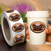 Op maat gemaakte voedselverpakkingslabel, waterdicht, mat, zelfklevend sticker voor koffieshop, bakkerij, afhaalbekers en -zakken