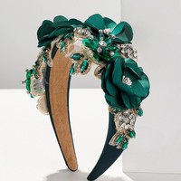 Headband Bunga Baroque Fashion dengan Rhinestone, Lebar