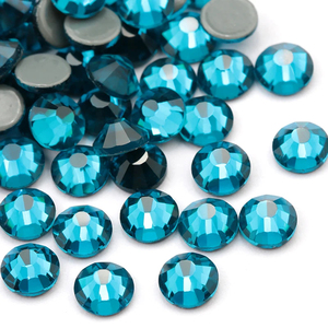 Qiao SS6 ss8 SS10 ss12 SS16 ss20 SS30 bán buôn màu xanh phẳng trở lại Kính hotfix thạch cho túi trang trí tự làm - Product Image 4