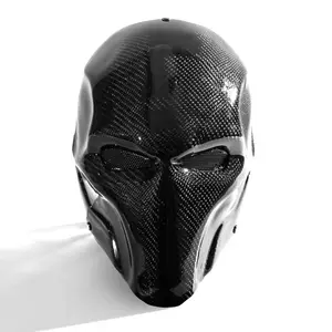 Sıcak satış cadılar bayramı partisi kullanımı tam yüz karbon Fiber yüz maskesi siyah dimi dövme