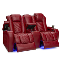 CY Promotion Chaise de cinéma inclinable électrique en cuir véritable, design moderne, en bois massif, pour home cinéma, avec table pour ordinateur portable, idéale pour la salle de sport