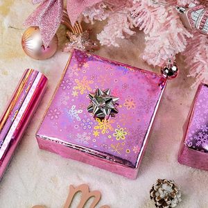 Christmas Original Pink Laser Metallic Holographic Iridescent Snowflake Gift <b>Wrapping</b> <b>Paper</b> for Birthday Gift Packaging - Product Image 2