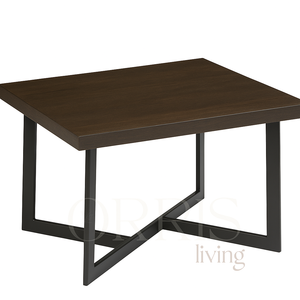 Table basse moderne avec plateau en bois massif, base en fer robuste, finition noire élégante, design robuste, mobilier élégant pour la maison - Product Image 2