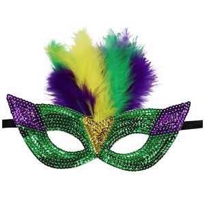 Mardi Gras Roxo Verde Amarelo Pena Máscara Masquerade Lantejoula Máscara para Bola De Carnaval <span class=keywords><strong>Prom</strong></span> Promocionais Fontes Do Partido - Product Image 6