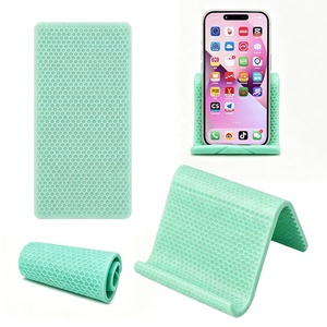 Custom <b>Silicone</b> Foldable Phone Stand Creative Flexible Portable Non-slip Adjustable Height Desktop Tablet Cell Phone Holder - Product Image 2
