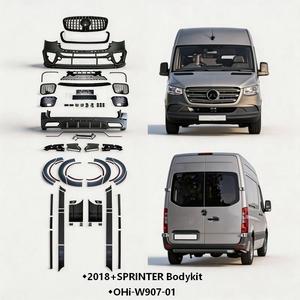 Kit Carrozzeria Completo per Mercedes-Benz <span class=keywords><strong>Sprinter</strong></span> W907 <span class=keywords><strong>2018</strong></span>+ LWB (Passo Lungo) Paraurti Anteriore e Posteriore Griglia Perfetta Compatibilità OEM Materiale PP Montaggio a Bullone - Product Image 2