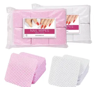 OEM Disposable Polish Remover Lint Free White Pink Non-woven Nail Tissue Clean Pad