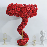 Support à fleurs de mariage en métal doré 120 cm |   Structure en fer à double niveau pour centre de table de fête |   Décoration d'événements festifs