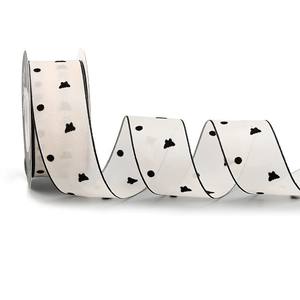 Ruban en fil floqué fluide, imprimé à pois scintillants, nœud pour gâteau, fleur pour emballage, bricolage, accessoires pour cheveux faits à la main, rouleau 100% - Product Image 5