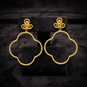 Nouvelles boucles d'oreilles ethniques en laiton plaqué or, faites à la main avec pierres précieuses, pour cadeau - Product Image 3