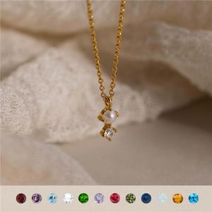 SF366 Collier chaîne pour femme avec zircon pierre <span class=keywords><strong>de</strong></span> <span class=keywords><strong>naissance</strong></span> du mois, haute couleur et couleur préservée - Product Image 2