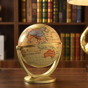 Traditional Desktop <b>Globe</b> Gold Plated <b>Rotating</b> Educational World Map Decorative Round Shape Foreign Customs Theme - Product Image 3