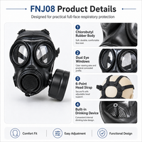 Masque à gaz intégral FNJ08 en caoutchouc butyle chloré RD40 avec diaphragme de communication et filtre chimique réutilisable et remplaçable