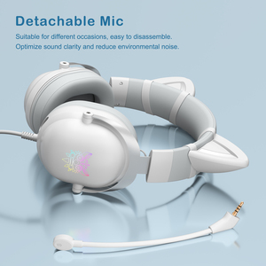 หูฟัง <span class=keywords><strong>Onikuma</strong></span> <span class=keywords><strong>X11</strong></span> เบสหนัก สำหรับคอมพิวเตอร์ พร้อมไมโครโฟนตัดเสียงรบกวน สายถอดได้ สีขาว - Product Image 4