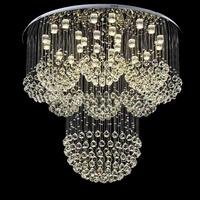 Lustre moderne de luxe en acier inoxydable avec LED et cristaux, hauteur réglable, suspension centrale pour villa et escalier haut