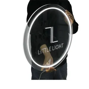 Papan reklame akrilik lampu latar Interior Marquee iklan luar ruangan lingkaran tanda Led Salon