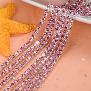 Chaîne de strass plaquée or 2,0 mm 2,5 mm 3,0 mm 4,0 mm, accessoire de décoration géométrique et tendance pour téléphone portable DIY - Product Image 4