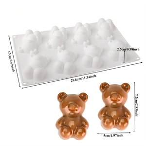 <span class=keywords><strong>Stampo</strong></span> in Silicone per <span class=keywords><strong>Torta</strong></span> Mousse Francese a Forma di Orsacchiotto / Orso Bruno con 12 Cavità per San Valentino e Cioccolato - Product Image 5