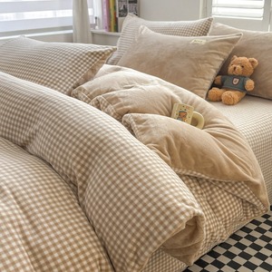 Juego <span class=keywords><strong>de</strong></span> Ropa <span class=keywords><strong>de</strong></span> Cama <span class=keywords><strong>de</strong></span> Felpa con Rayas Neutras, Suave al Tacto, Ultra Cálido, <span class=keywords><strong>de</strong></span> Coral, para el Hogar - Product Image 2