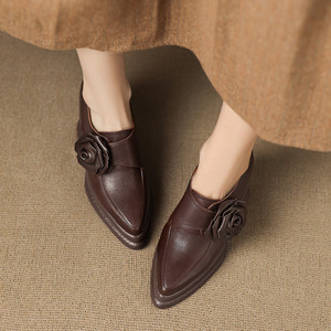 Zapatos de Cuero Sólido Retro de Tacón Alto, Impermeables, Duraderos, Antideslizantes, con Base de Esponja y Correa, para Todas las Temporadas - Product Image 4