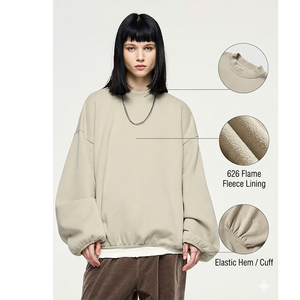 Flame all-in-one velvet short sweatshirt 2026 spring/autumn and winter fashion brand 325G plush loose round-neck <b>top</b> - Product Image 2