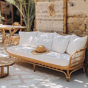 Ensemble de canapé moderne en rotin rempli d'éponge de style européen pour le salon, l'appartement, la terrasse, la cour et le jardin. - Product Image 5