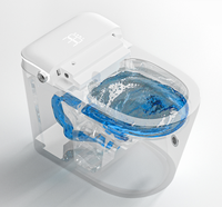 Bidet WC haut de gamme avec siège chauffant, capteur radar, chasse d'eau automatique, lavage arrière, télécommande, lumière nocturne, siphon en P inclus
