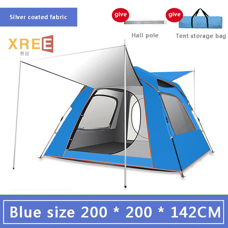 3-4 person four sided tent silver glue new blue