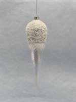 Ornement de Noël suspendu en forme de goutte de glace blanche givrée, pendentif en verre torsadé scintillant arc-en-ciel pour la décoration des fêtes d'hiver nordiques