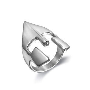 Anillo de Acero Inoxidable con Diseño de Cara de Guerrero Espartano, Chapado en Negro de Alto Brillo, Anillo de Boda y Compromiso Unisex, Joyería para Regalos y Fiestas - Product Image 2