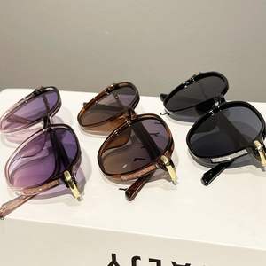 2026 New High-End Style Sunglasses <b>Large</b> <b>Frame</b> Unisex Retro Round <b>Frame</b> Outdoor Street Photography Sun Protection Sunglasses - Product Image 2