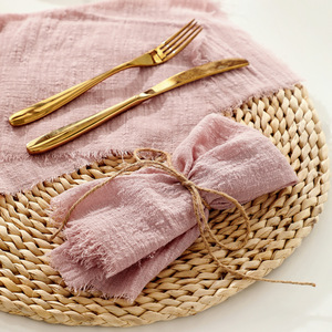 Nhà Hàng Mềm Bé Màu Hồng Bầu Trời Màu Xanh Cotton Linen Khăn Ăn Vải Bảng Khăn Ăn Cho Đám Cưới - Product Image 1