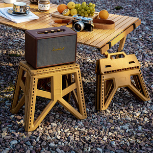 Folding <b>Stool</b> <b>Plastic</b> Collapsible Camping Chair Khaki Large Outdoor Use - Product Image 3