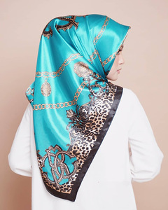 2022 New Southeast Asia Muslim <strong>Hijab</strong> 90cm Large <strong>Square</strong> Satin Printed Silk Scarf Hijabs Muslim Women - Product Image 6