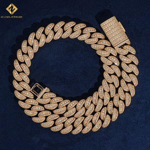 Top Quality 18K Gold Plated Full <b>Iced</b> <b>Out</b> Round Cut Moissanite Miami Cuban Link <b>Chain</b> Hip Hop Necklace Everyday Wear Jewelry - Product Image 1