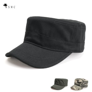 Msmc Camp Cap Black 100% Cotton Unisex Casual Military Style <b>Flat</b> Top <b>Hat</b> - Product Image 1