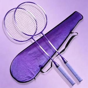 Raquette de badminton avec volants, ensemble de raquettes légères en fibre de carbone et graphite, raquette pré-cordée avec grip pour le jeu familial - Product Image 1