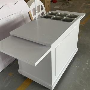 EU Wholesale White PVC Dessert Candy Portable Cake Cart Wedding Mobile Food Carts for Sale - Product Image 4