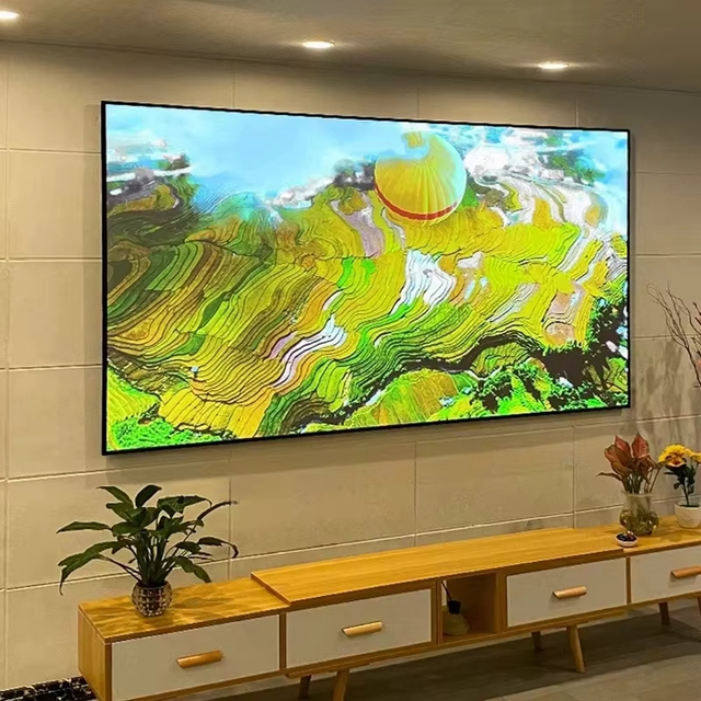 ALR Long Throw Projection Screen Soft Flexible Fresnel Fixed Frame Screen for Normal Focus Projector Anti Light Curtain