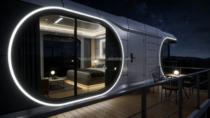 Maison capsule spatiale de luxe, villa modulaire préfabriquée, mini-maison intelligente avec fenêtre panoramique en verre pour hôtel de villégiature, glamping, camping - Product Image 3
