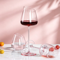 Verre à vin en cristal à longue tige et bord incliné, écologique, transparent, polyvalent pour mariages, décorations de maison et événements spéciaux