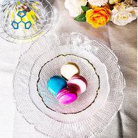 Assiettes de présentation en verre floral vert de luxe, vaisselle durable pour les dîners, assiettes élégantes pour les mariages, ensembles d'assiettes
