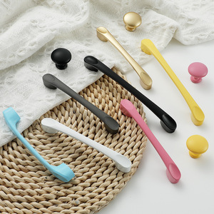 Modern Aluminum Alloy Drawer Handle Bar Single Hole Easy Installation For Cabinet Door Furniture <b>Knob</b> Blue Yellow Pink <b>Black</b> - Product Image 4