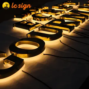 LC 3d özel Led logo işareti duman dükkanı için paslanmaz çelik kanal mektup ışıklı açık iş işareti