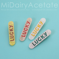 Midairy 6.5cm nouveauté coréen acétate bord Clip lettre imprimer côté chanceux pince à cheveux frange femmes cheveux accessoires 4994